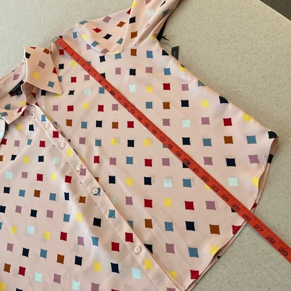 NWT Halogen Multicolor Diamond Print Blouse Women Size XL - Picture 10 of 11